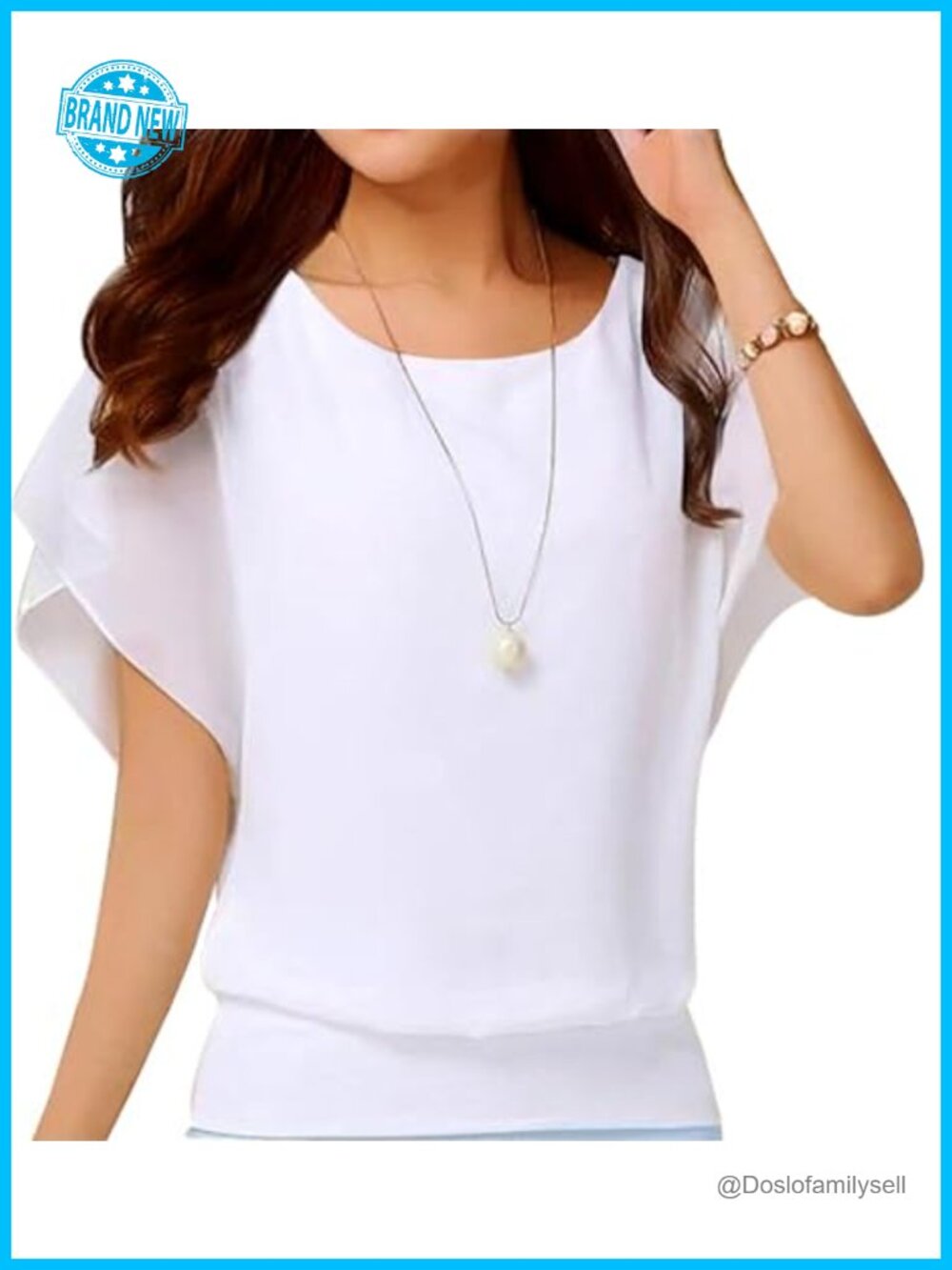 Women's Chiffon Blouse Short Sleeve Loose Casual Summer Top